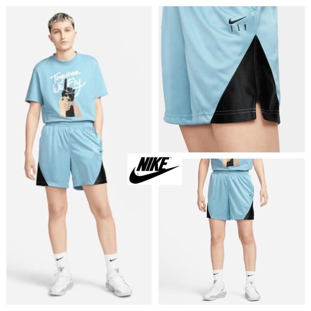 NWT $35 NIKE Women XXL Dri-FIT ISoFly Basketball Shorts w Pockets Loose Fit Blue